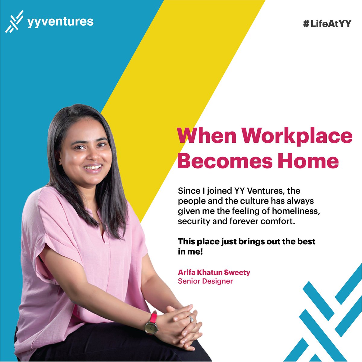 Let's celebrate life at YY. Our people are the most important part of our work and it is in our value to ensure we bring the best working experience for all our members.

Meet Arifa Khatun Sweety, Senior Designer at YY Ventures Limited, who has been taking lead on the UI/UX .