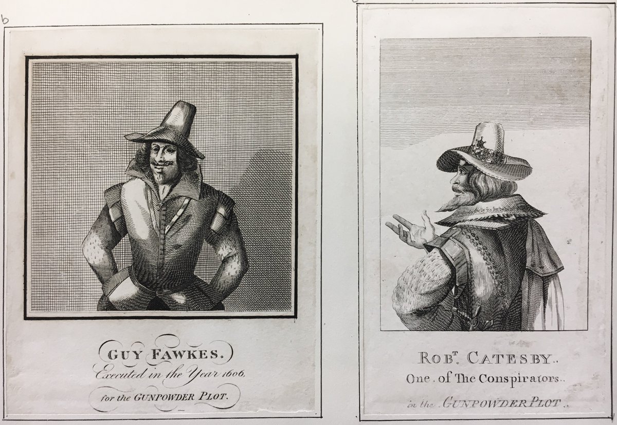 lampallib's tweet photo. Remember, remember, the 5th of November with portraits of Guy Fawkes and Robert Catesby, co-conspirators in the attempt to blow up King James I and Parliament in 1605 [Prints XXII] #GunpowderTreasonAndPlot https://t.co/XxS78zh2Qg