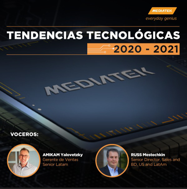 jaimeduenasm's tweet photo. En breve estaremos conociendo la visión de MediaTek sobre las tendencias tecnológicas para 2021. Participan Amikam Yalovetsky, gerente de ventas senior para Latam, y Russ Mestechkin, director senior de ventas para Estados Unidos y Latam. #TendenciasTecnologicasMediatek https://t.co/FDEtTn2v3M