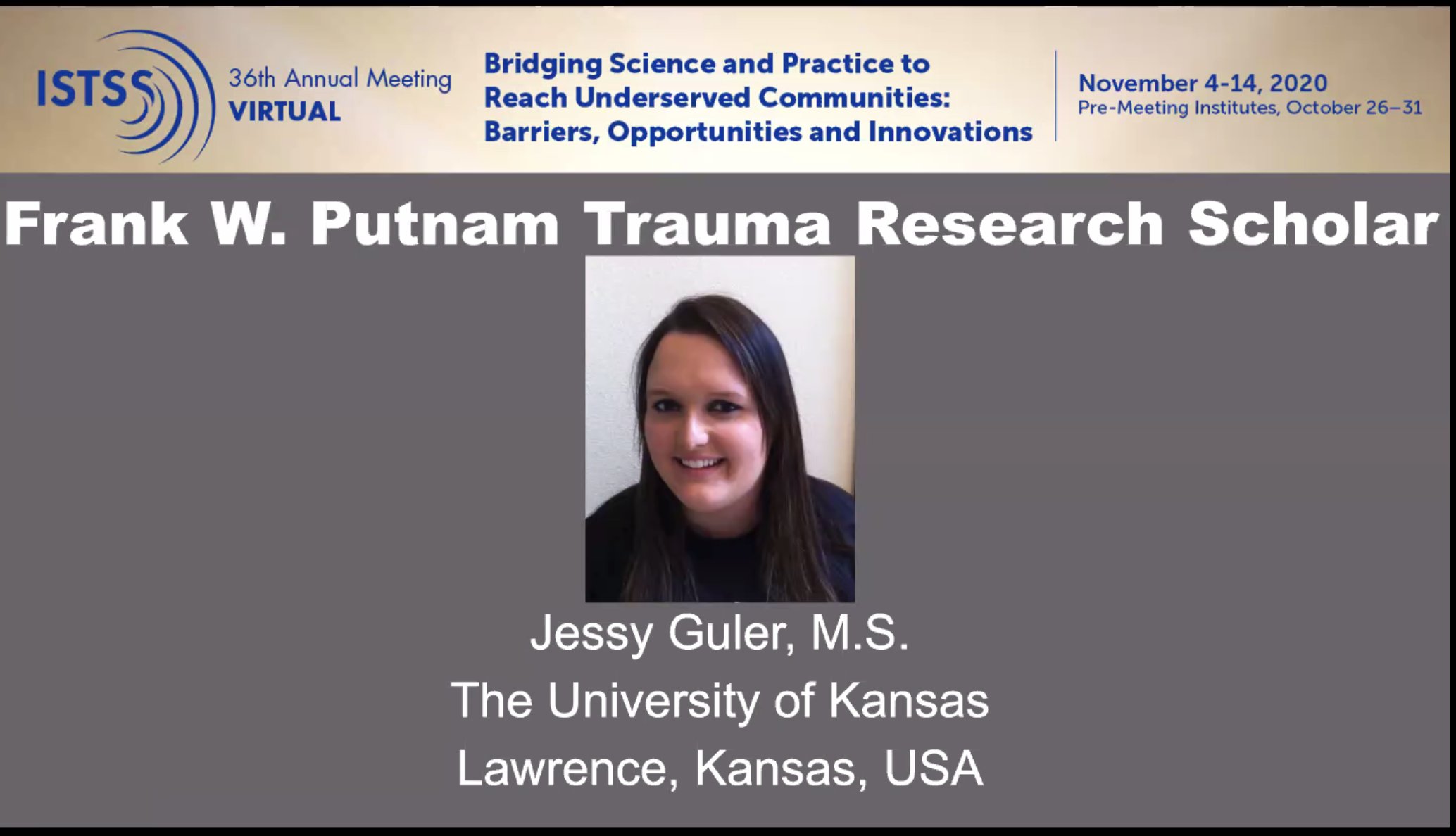 ISTSS on Twitter "Chaim and Bela Danieli Young Professional Award Dr. Kathryn L. Humphreys