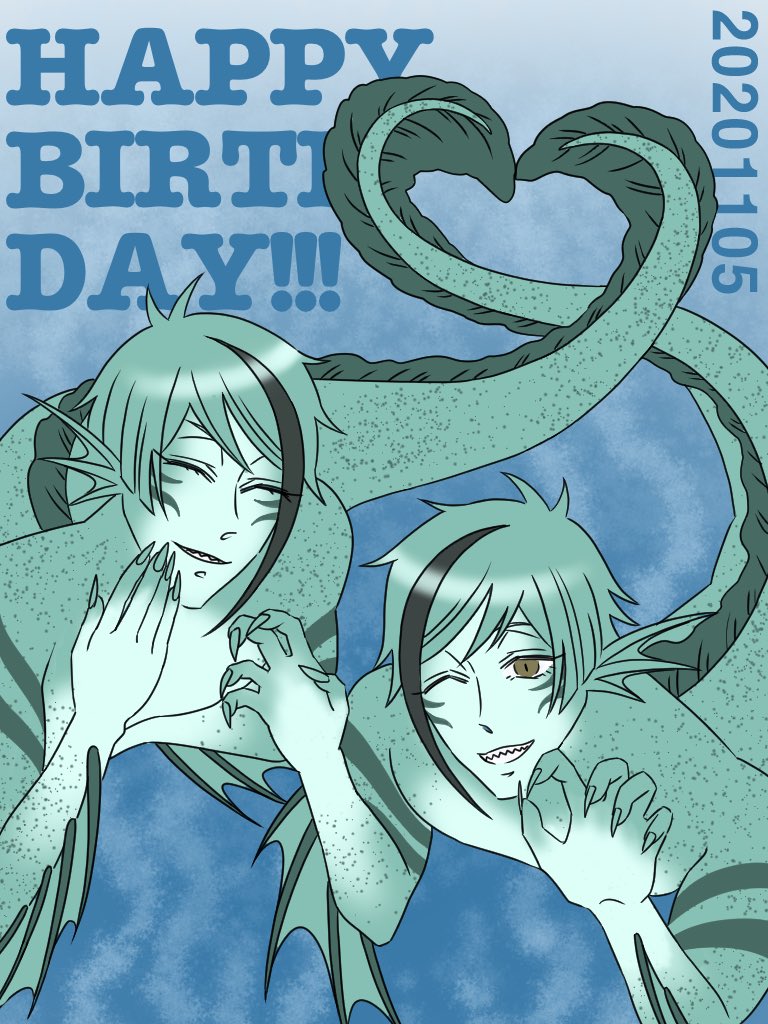 #フロイド・リーチ誕生祭2020 
#ジェイド・リーチ誕生祭2020 
#リーチ兄弟誕生祭2020 
#ツイステファンアート

おめでとう！！