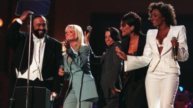 FakeShowbizNews's tweet photo. Mel B says she’ll never forget the night Luciano Pavarotti joined the Spice Girls for a live performance of ‘Viva Forever’.

“It was classy as fuck,” she smiled https://t.co/x2YDBDs1RO