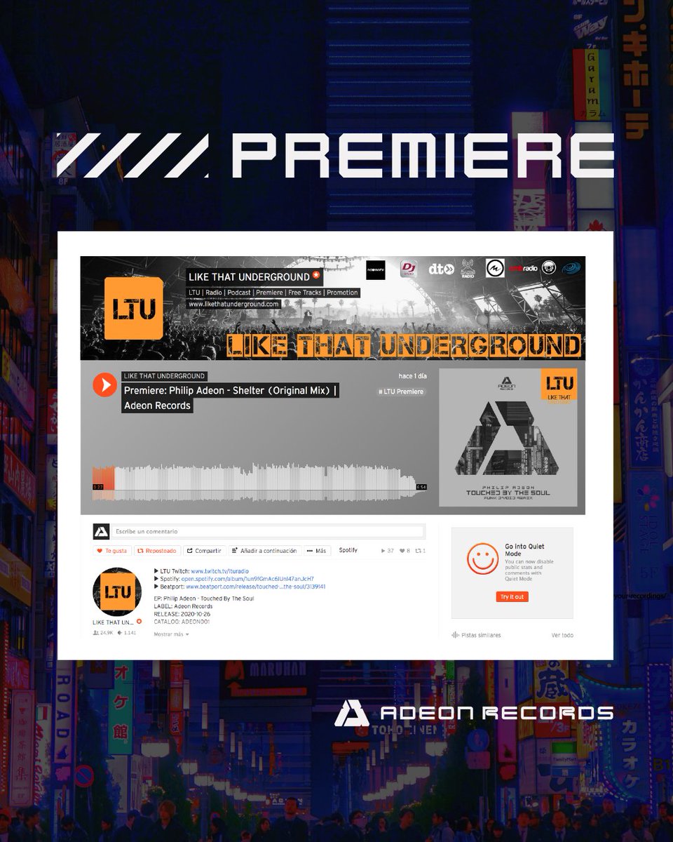 AdeonRecords's tweet photo. PREMIERE ALERT: @philipadeon’s “Shelter” has been premiered by @LTU_Radio on their #SoundCloud. Play it now here https://t.co/MvJDqftePI

#techno #electro #newlabel #newrelease #MusicMonday https://t.co/J5AO61IbAX