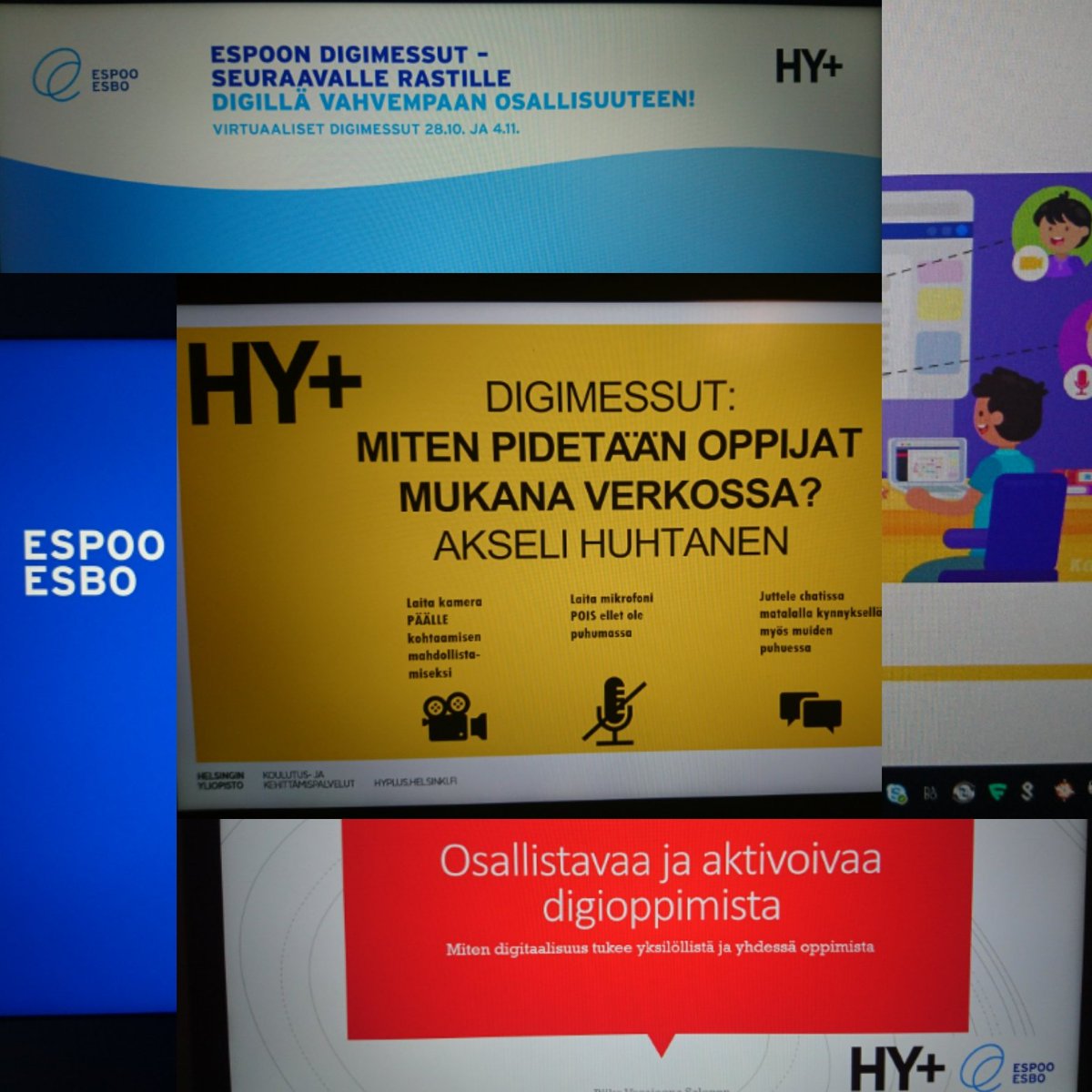 Upeat #espoondigimessut onnistuneesti takana, valtavasti mielenkiintoisia puheenvuoroja mm. oppilaiden osallistamisesta &amp; ryhmätyöskentelyn tukemisesta etäopetuksessa. Kiitos osallistumisesta upeat puhujamme, osallistujat &amp; kiitos hyvästä yhteistyöstä @OpetusEspoo <a href="/HyPlusHelsinki/">HY+ Helsinki</a>