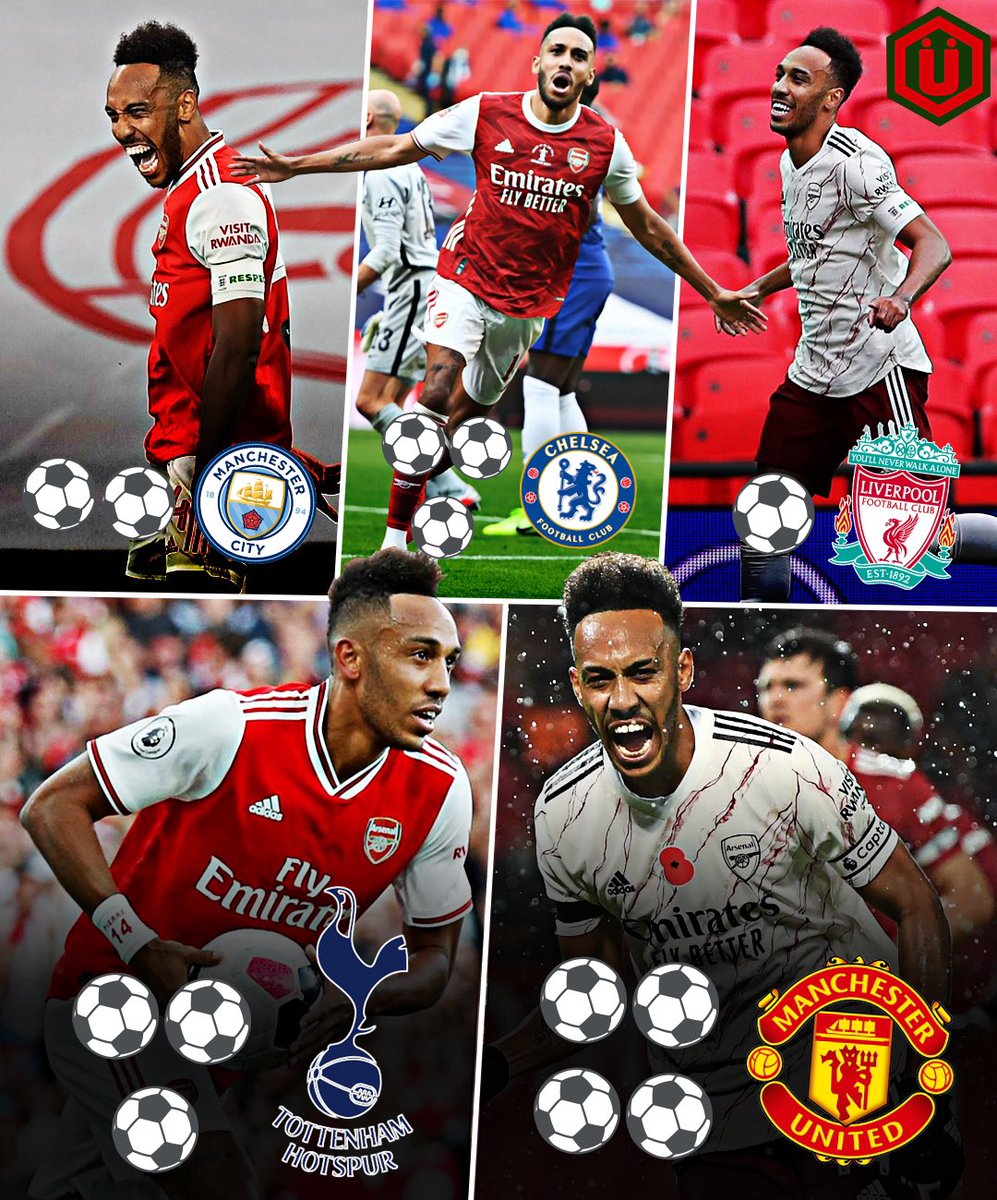 UberAFC's tweet photo. AuBaMeYAnG DOeSnT SCoRe iN tHE BiG GAmEs’ 🥱 ⁣
⁣
Since signing for Arsenal, Aubameyang has scored 1️⃣3️⃣ goals in total against City, Liverpool, United, Chelsea &amp; Spurs:⁣
⁣
⚽️⚽️⚽️⚽️ vs United⁣
⚽️⚽️⚽️ vs Tottenham
⚽️⚽️⚽️ vs Chelsea⁣
⚽️⚽️ vs City⁣
⚽️ vs Liverpool⁣

🔥🔥🔥 https://t.co/PkvvgppyAH