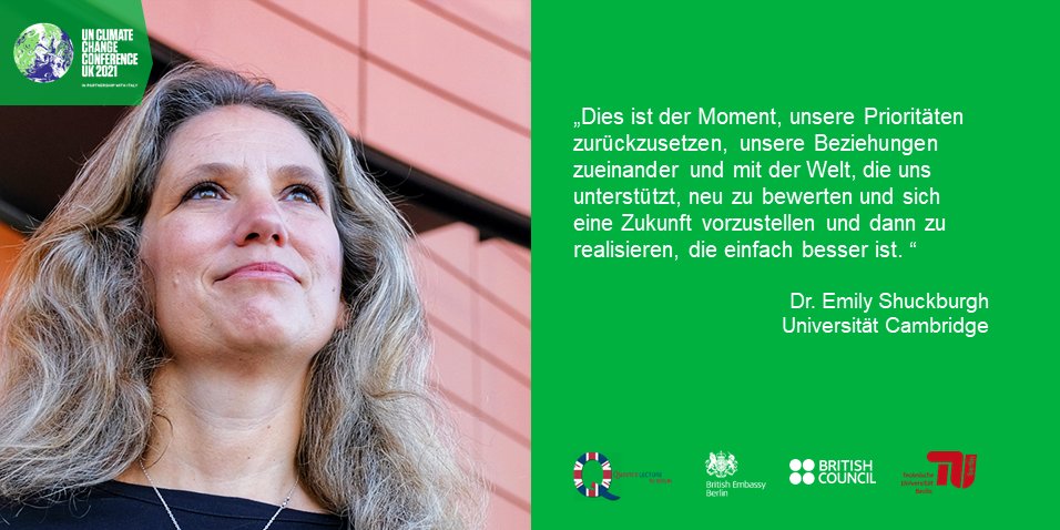 UKinGermany's tweet photo. Um 17 Uhr geht die #QueensLecture 2020 los. Dr. Emily Shuckburgh stellt eine "Blaupause für eine grüne Zukunft" vor. Zum Livestream geht es hier 👉https://t.co/IuajYOrubR
Fragen für die anschließende Q&amp;A Runde können unter #QL2020 getweeted werden. 
#ClimateAction https://t.co/5FgI2PTwh1