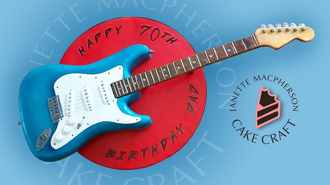 My Fender Stratocaster guitar cake for a 70th birthday 🎸🎂🎊 

#fender #stratocaster <a href="/Fender/">Fender</a> beautiful guitars! @FenderGBI 
#cake #birthdaycake #extremecakes #sculpted #vanillacake