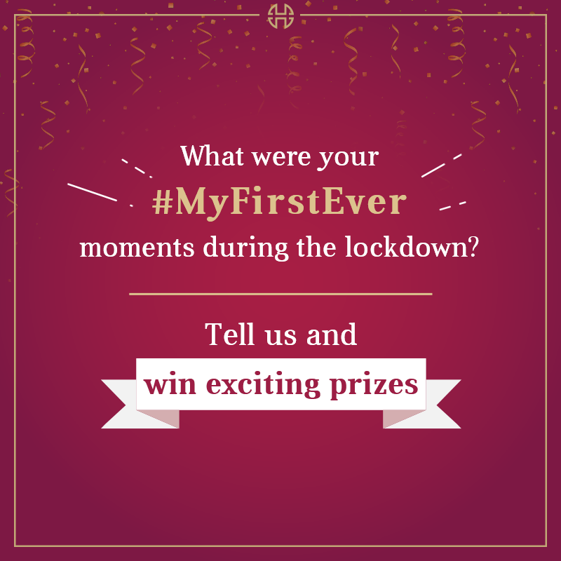 HOHExclusive's tweet photo. Celebrating those moments of fun and innovation, we've come up with a new #Contest 
Upload the picture of your first-ever moment during the lockdown 
Tell us a little about that experience 
Add #MyFirstEver, tag us and three of your friends  
Win Amazon vouchers up to Rs. 2,000 https://t.co/SoFDaPqjgY