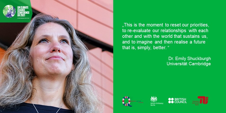 UKinGermany's tweet photo. The #QueensLecture 2020 will start at 5 pm CET. You can watch @emilyshuckburgh's lecture on "A blueprint for a green future" via livestream here 👉https://t.co/IuajYOrubR
Tweet your questions under #QL2020 
#ClimateAction #COP26Ambition https://t.co/7wFFMMIZ6Z