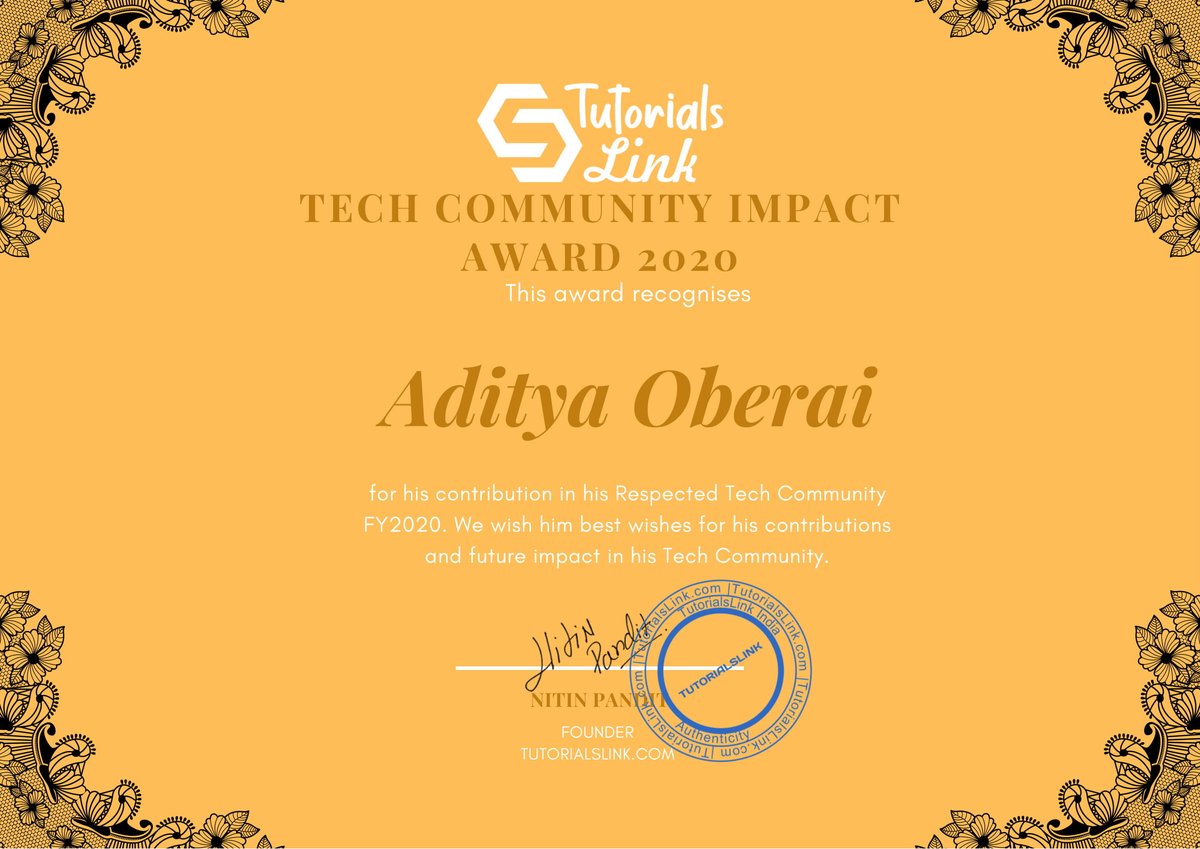 adityaoberai's tweet image. Extremely grateful to @tutslink  for this lovely token of appreciation for my activities in the tech community. Thank you so much for deeming me worthy of this award.

#community #tech #Code2Success  #MSFTStudentAmbassadors