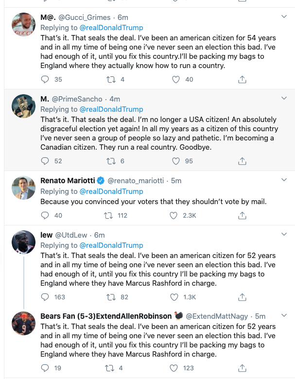 tarheeltweeter's tweet photo. @Gucci_Grimes @realDonaldTrump This is a bot intended to sow discord. F you malevolent AI! https://t.co/bqRQiIjqpL