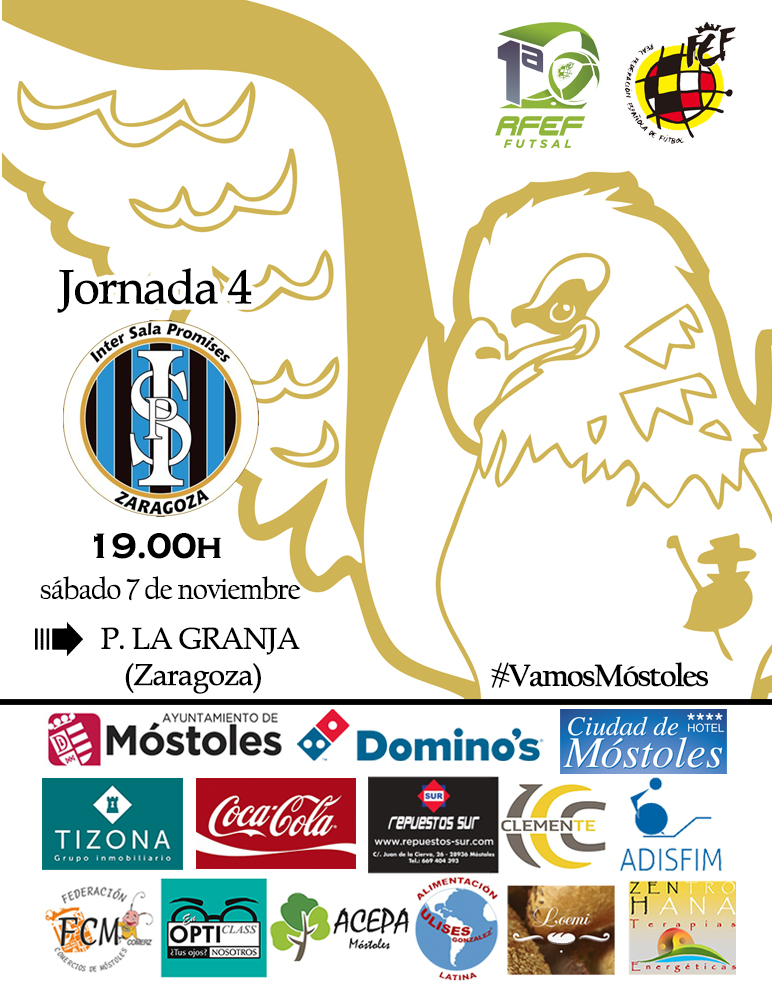 ⚽️ JORNADA 4 | #PrimeraDivisión #FútbolSalaFemenino

🗓️ sábado 7 de noviembre
🕧 19.00h
🆚 <a href="/SalaInter/">Songkran Chomdetch</a> 
📌 P.M. La Granja (Zaragoza)

#VamosMóstoles🦅