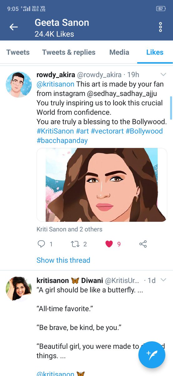 KRITI_lover's tweet photo. @GeetaSanon thank youuu soo much mam for liking my arts, its like a very big surprise for me, thank you soo much 🙏🏻😭🤧😍
@kritisanon https://t.co/PoOzI708TD