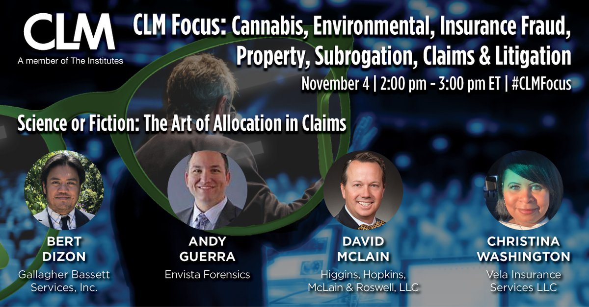 TheCLMalliance's tweet photo. Still time to join this virtual #CLMFocus session today. Tune in with experts from @gbtpa, @envistanews, Higgins, Hopkins, McLain & Roswell, and @vela_ins.
Details and registration: https://t.co/J35rIe9sPj #Insurance #LiabilityManagement #ClaimsManagement #Subrogation https://t.co/FTBan5nUM9
