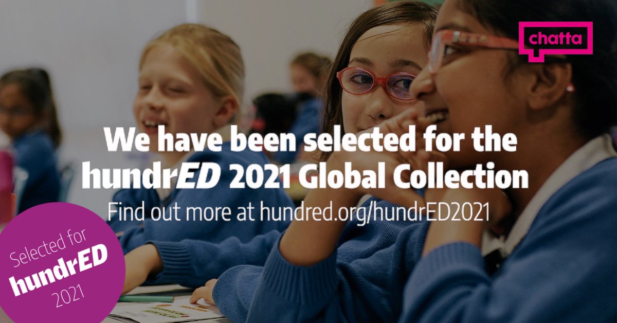 hellochatta's tweet photo. 🎉 @hundrEDorg have released the #HundrED2021 Global Collection and we are thrilled to announce that Chatta has been recognised as one of the top 100 inspiring innovations, for the third consecutive year!

Find all 100 innovations here 👇
https://t.co/S7wZwjGpOZ
#qualityED4all https://t.co/VlimEK88zH