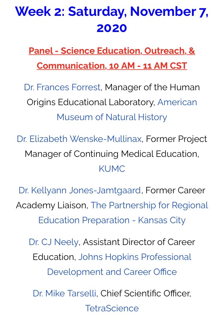 SEARCH_KU's tweet photo. Day 2 #SEARCH2020 is coming up this weekend! 

Our Science Education, Outreach, &amp; Communication starts at 10a this Saturday, 7 November! 

#scicomm #STEMcareers #STEMjobs #DiverseCareers https://t.co/1UO1EvPX2l