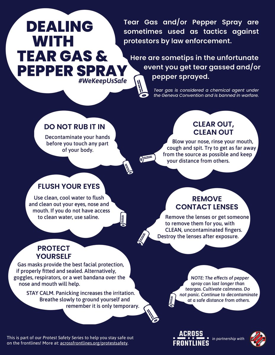 Today we will be welcoming many new people showing up to protest.
All of us can make protesting safer by sharing this information from Across Frontlines, answering questions and encouraging friends and family to show up.
acrossfrontlines.org/protestsafety
