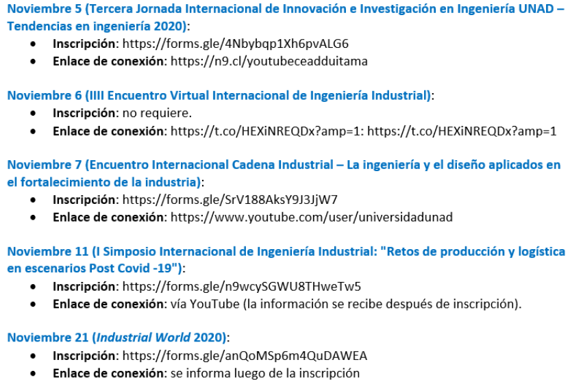 La cadena de <a href="/Industrial_UNAD/">Cadena de Industrial</a> te invita a la Tercera Jornada Internacional de Innovación e Investigación en Ingeniería  – Tendencias en ingeniería 2020
•Inscripción: forms.gle/4Nbybqp1Xh6pvA…
•Enlace de conexión: n9.cl/youtubeceaddui…
<a href="/ClaudioCamiloG1/">Claudio Camilo Gonzá</a> <a href="/leoalzate03/">Leonardo Alzate</a>