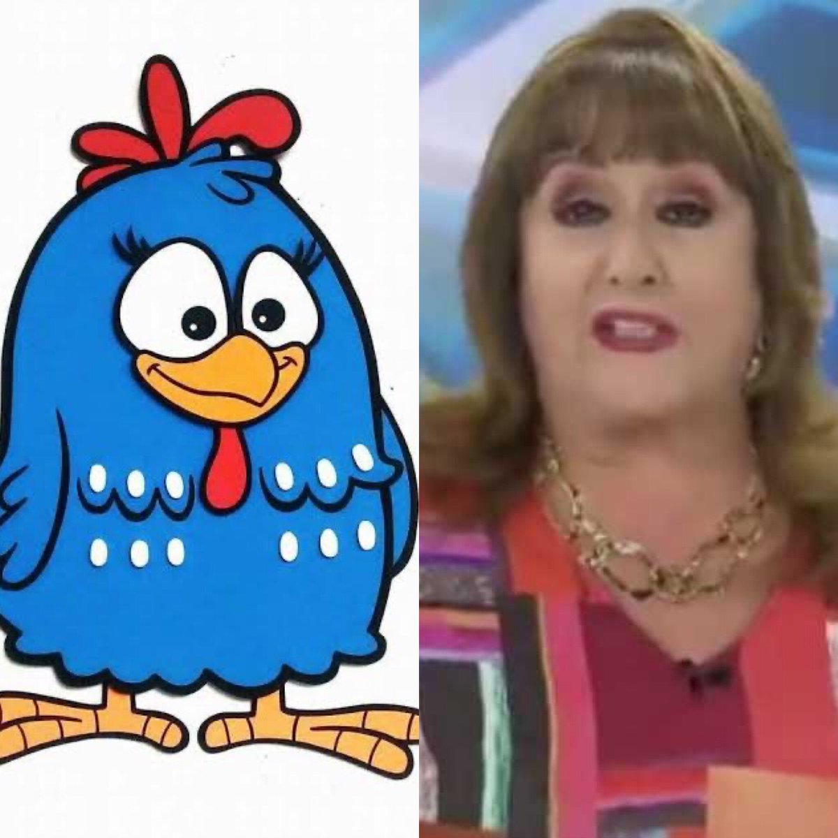 roccorazon's tweet photo. -Encuentra las diferencias

-La gallina pintadita no es racista ni obliga a sus colaboradores a llamarla “licenciada”.

(¿Cuándo van a correr a la engendra de #MariaJulia de Multimedios? Es una petulantA!) https://t.co/NrEhuSw0gs