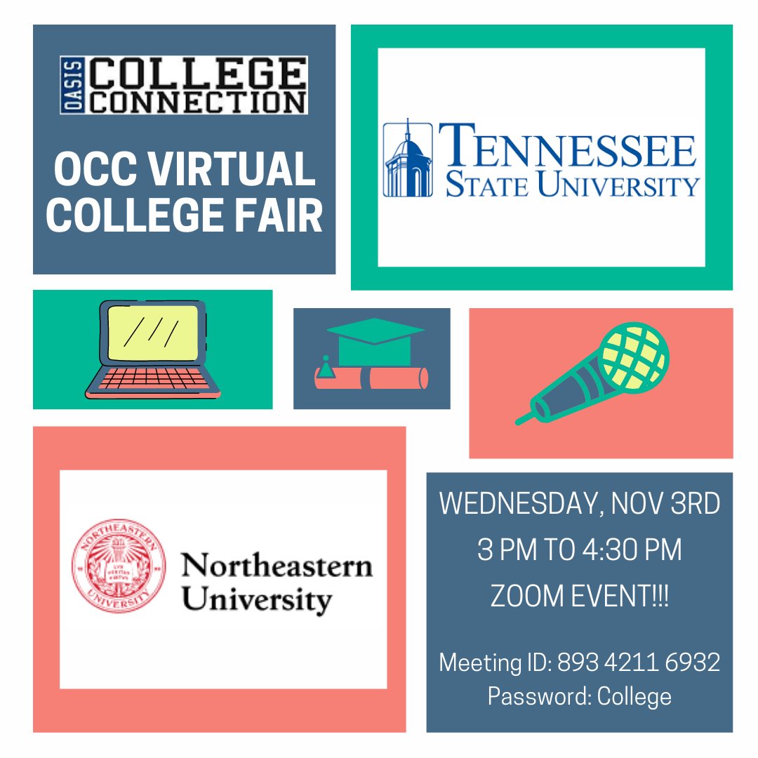 CollegeOasis's tweet photo. I know you might be anxious and nervous as we wait for the election results. Don’t let anything stop you from getting ready to take that next step! Any students interested in TSU or Northeastern should definitely join us for our virtual session this afternoon. Here’s the flyer! https://t.co/i3lvOvNSzK