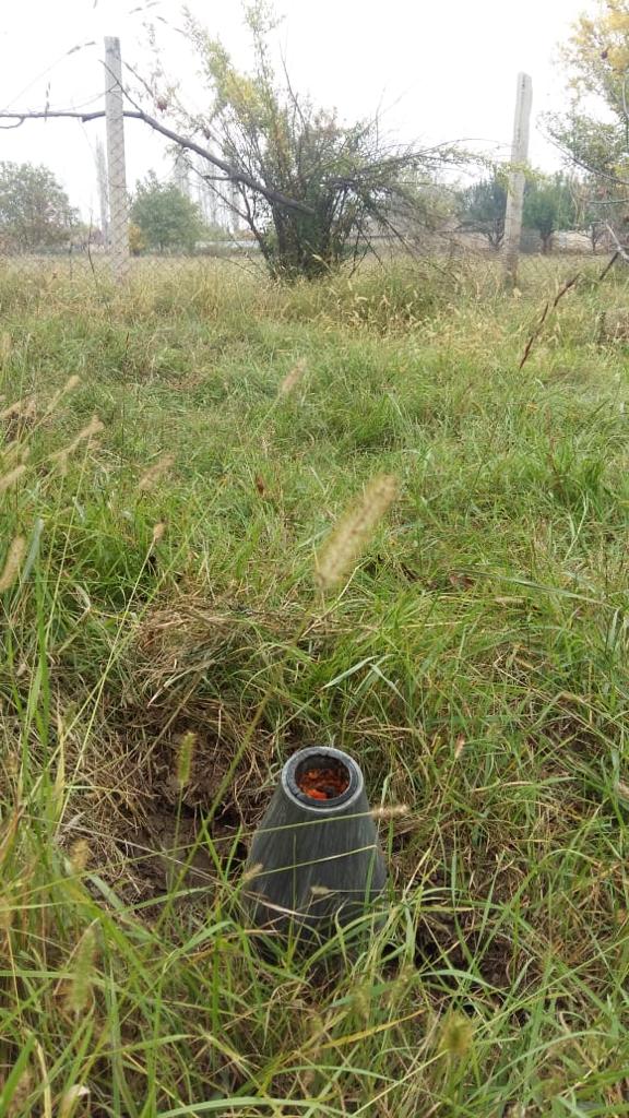 HikmetHajiyev's tweet photo. Tartar region of #Azerbaijan. Sehlabat village. Destruction of white phosphorus projectile. Armenia continues to use white phosphorus projectiles against civilian objects. https://t.co/AU5lHpvNTH