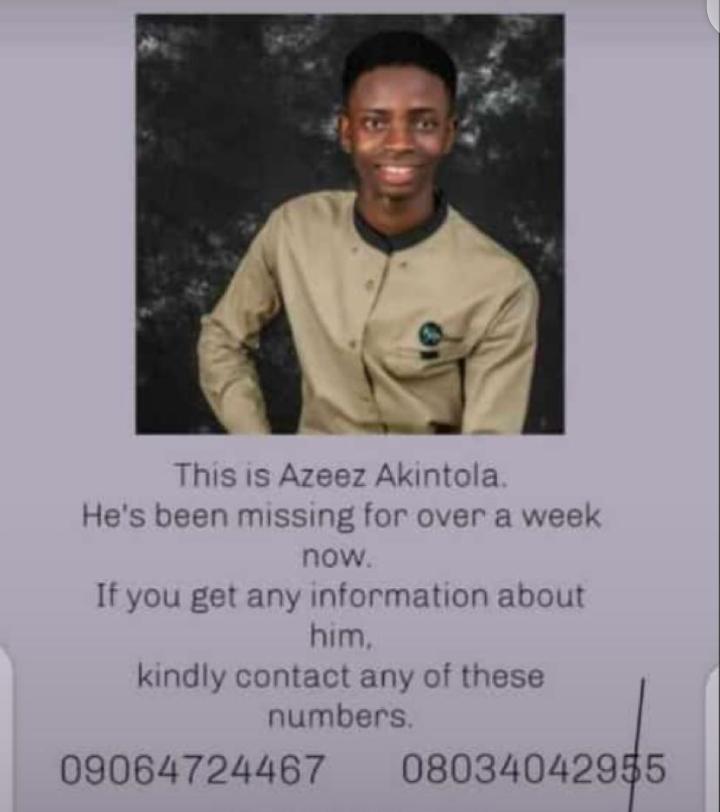 AdelekeAminat10's tweet photo. My friend went missing😭😭😭 please 🙏🏻 retweet when you see this on your tl. He was last seen at Sabo area Ile Ife,Osun State
@youranonsent_ please help re tweet
@TheGreatestIFE
@ileiife https://t.co/2Ymv4xIxZv