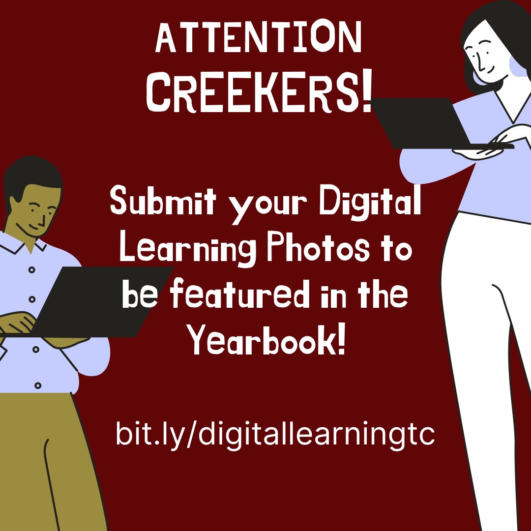 Want to be featured in the Yearbook?  Share a photo of what digital learning looks like for you! :)                        bit.ly/digitallearnin…    #wearecreek @mrmills_tc