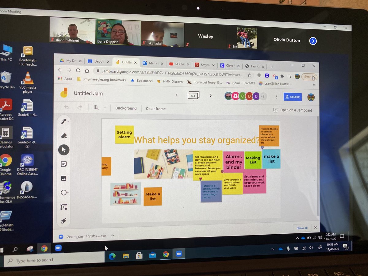 CIS_EAGLES's tweet photo. Mrs. Deppish’s SEL lesson today was on strategies for organization, perseverance, &amp; task completion. Student’s were highly engaged both verbally and through the Jam board. Students helped each other by providing strategies they use for success. Great class &amp; great students. https://t.co/XhVCHTr8Ps