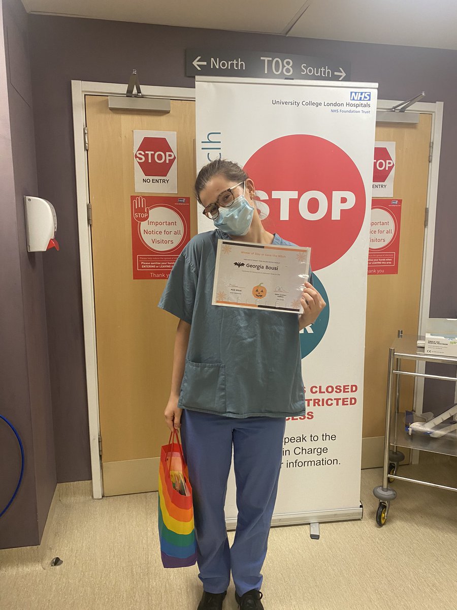 #halloweenweek #winner of #slayorsavethewitch #welldone to one of our team on #t08 #tgr8 #infectiousdiseaseward #joyatwork #nhs #uclh 🌈🎃👻