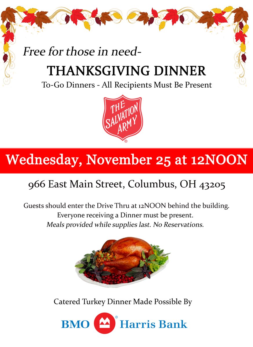 Be our guest! For those in need, stop by our Columbus location to receive a free Thanksgiving Dinner on November 25th at Noon!