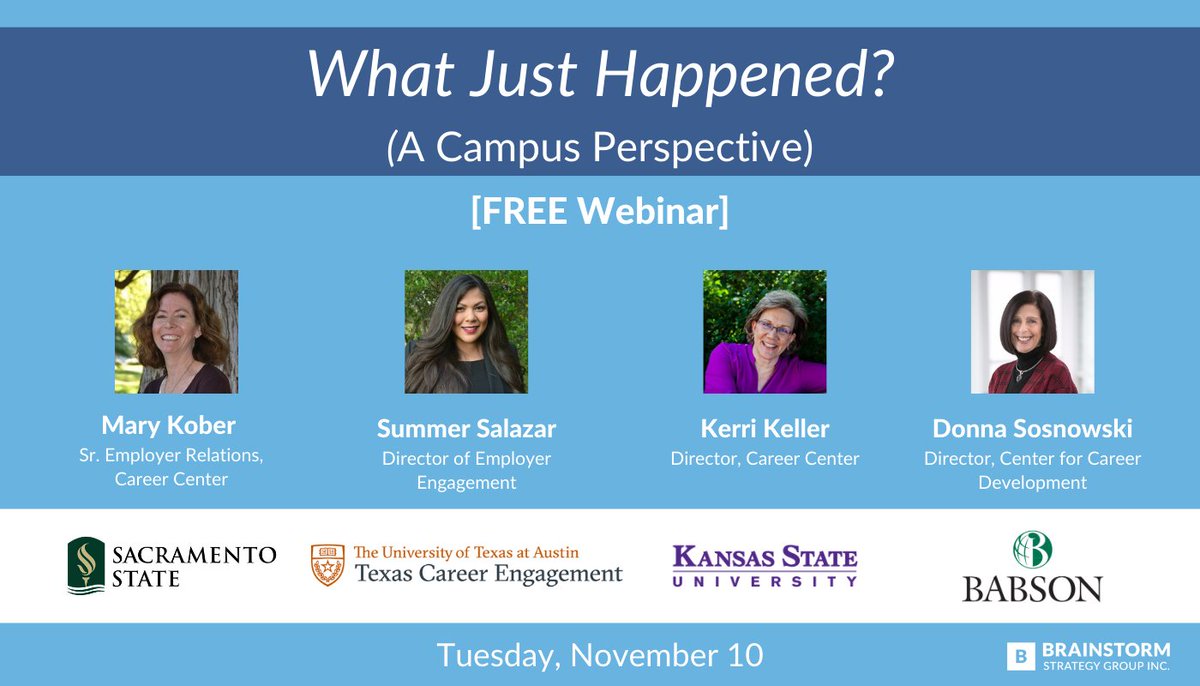 We're pleased to announce that our next free Campus Recruiting Webinar will take place on Tuesday, November 10th, at 1:00 PM (eastern time). 

Register for free: us02web.zoom.us/webinar/regist…