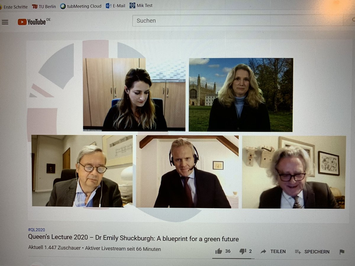 stt_berlin's tweet photo. Es geht los mit 1400 virtuellen Zuhörer*innen - die Queen‘s Lecture 

A blueprint dir an green future - #ql2020

https://t.co/vqrynj6JsO

@deBritish @UKinGermany @CambridgeZero https://t.co/hYE0ZB3VG7