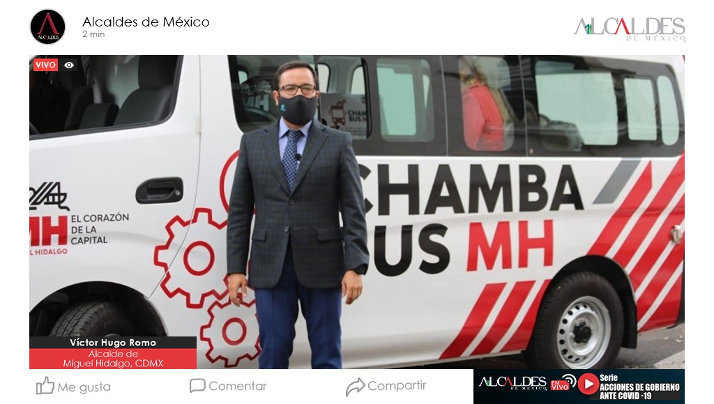 AlcaldesMexico's tweet photo. Hemos invertido en el tema de generar con empresas el #ChambaBus, que ofrece empleos en las colonias en las empresas y gobierno para personas que viven en la alcaldía: @vromog, alcalde de @AlcaldiaMHmx
#EnVivo 📽️https://t.co/DZ0QDMCH0P por #COVIDAlcaldesMX https://t.co/08fpXhqb1P