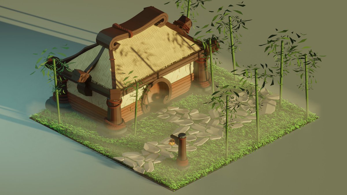 Devy_Cat's tweet photo. This time I was impressed with #WoW 
And here's the result I got - quiet place to rest in Pandaria style😊

#Blizzard #b3d #blender https://t.co/pM4AEzM3FH