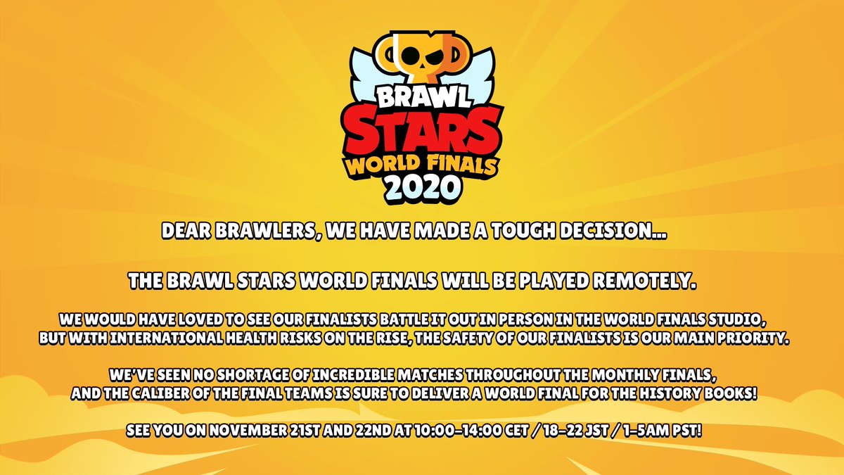 The #BrawlChampionship World Finals are happening remotely November 21 and 22nd. Teams will be competing for $500,000+ Prize Pool.