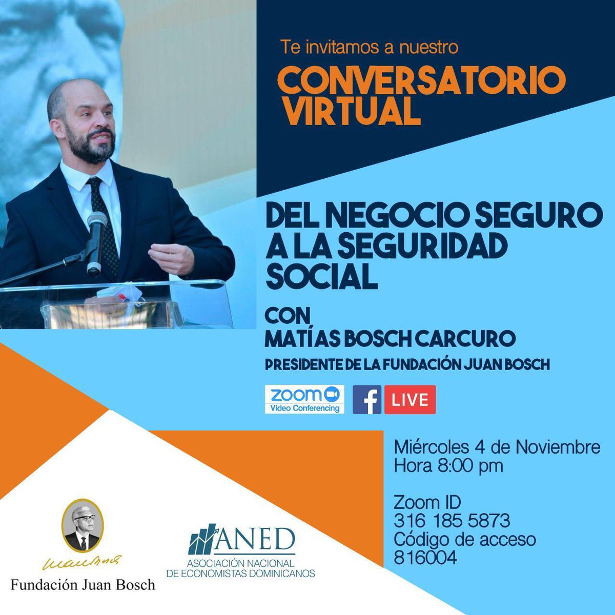 matiasboschc's tweet photo. Hoy miércoles de 7pm hasta pasaditas las 9pm invito a todos y todas. 
A las 7 Live con ALAMESRD sobre la Mercantilización de la Salud y luego con @AsocNacional sobre el meganegocio de las AFP y la seguridad social. Aquí te dejo los dos flyer con los datos. https://t.co/0IQunWQ303
