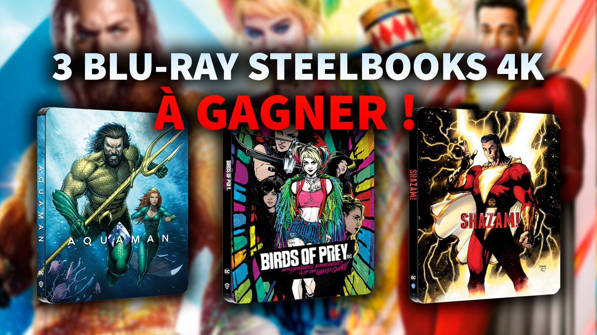 MatteoSapin's tweet photo. [CONCOURS] J'ai l'occasion de vous faire gagner 1 lot de 3 blu-ray steelbooks 4K @DCComics_FR (#Aquaman 🦈, #BirdsofPrey 🤡 et #Shazam ⚡️)  
 
🎁 Vous avez jusqu'au 11 novembre pour RT + Follow @MatteoSapin afin de participer 🎁

J'avoue, je suis un peu jaloux du cadeau 😂😍 https://t.co/p9OYJbFJOo