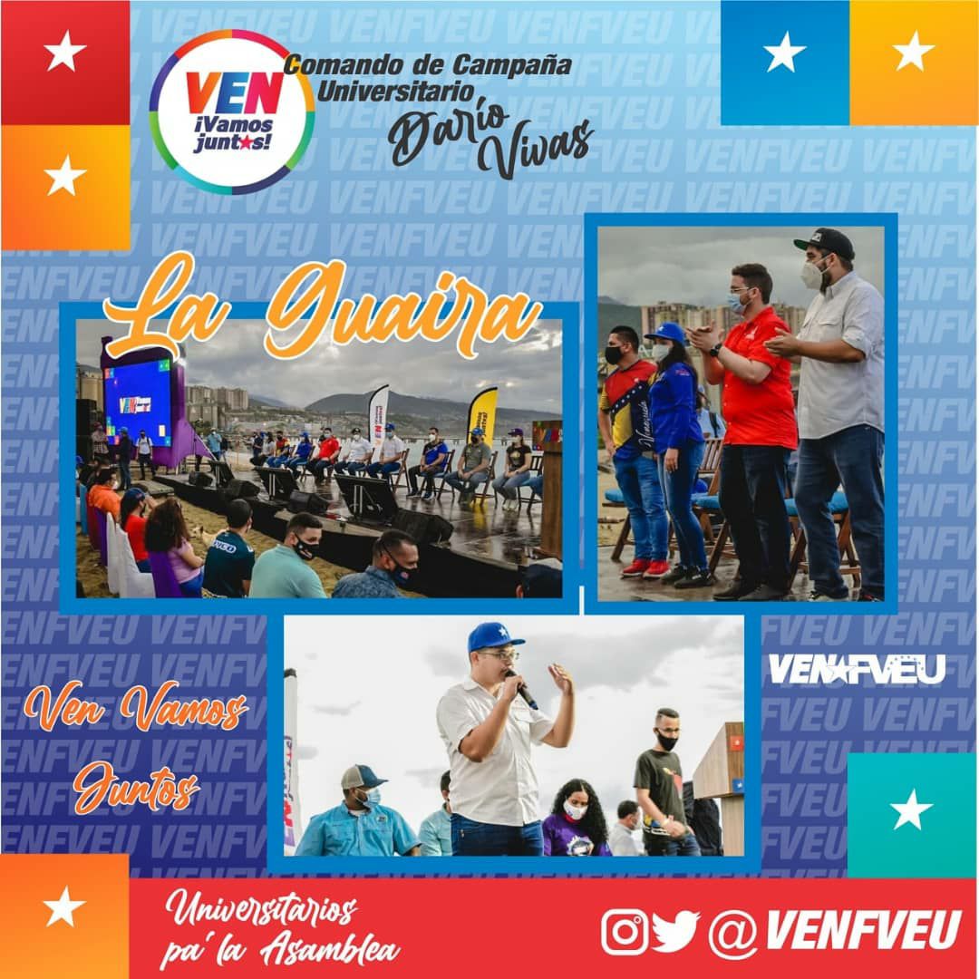 La Juventud Universitaria del Estado La Guaira en Unidad perfecta conciente del Momento Histórico que enfrenta venezuela con sanciones y Bloqueo a una sola voz dice VEN FVEU VAMOS JUNTOS !#HaciaUnaNuevaAN <a href="/nicolasmaduro/">Nicolás Maduro</a>
<a href="/cesartrompizve/">Cesar Trompiz</a>
<a href="/rodbexa/">Rodbexa</a>
<a href="/fveuoficial1/">FVEU</a> 
<a href="/juventudpsuv/">Juventud PSUV</a>