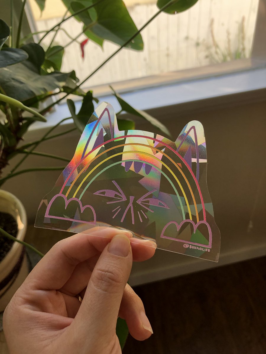 buhaolife's tweet photo. Had to make some Mercat suncatchers as well for this online holiday edition of @theroyalbison 😻 Get this grumpy one as a single decal, or in a set (limited quantity). Market runs Nov 27 - Dec 9 🌈
#suncatcher #mercat #yeg #yegarts #buhaolife #notgood #不好 https://t.co/lRNe3OvZmk
