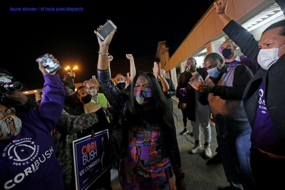 LaurieSkrivan's tweet image. Missouri elects @CoriBush, longtime Ferguson protester leader, activist and nurse as its first Black woman in Congress #Election2020