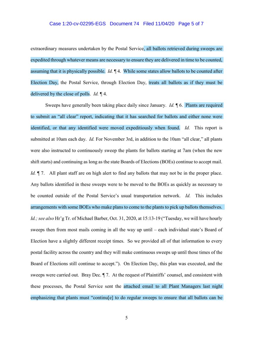 Postal Service has confirmed with the plant maangers that sweeps were carried out as instructed yesterday in Central PennsylvaniaPhiladelphiaDetroitColorado/WyomingAtlantaHoustonAlabamaNorthern New EnglandGreater South CarolinaSouth FloridaLakelandand Arizona districts
