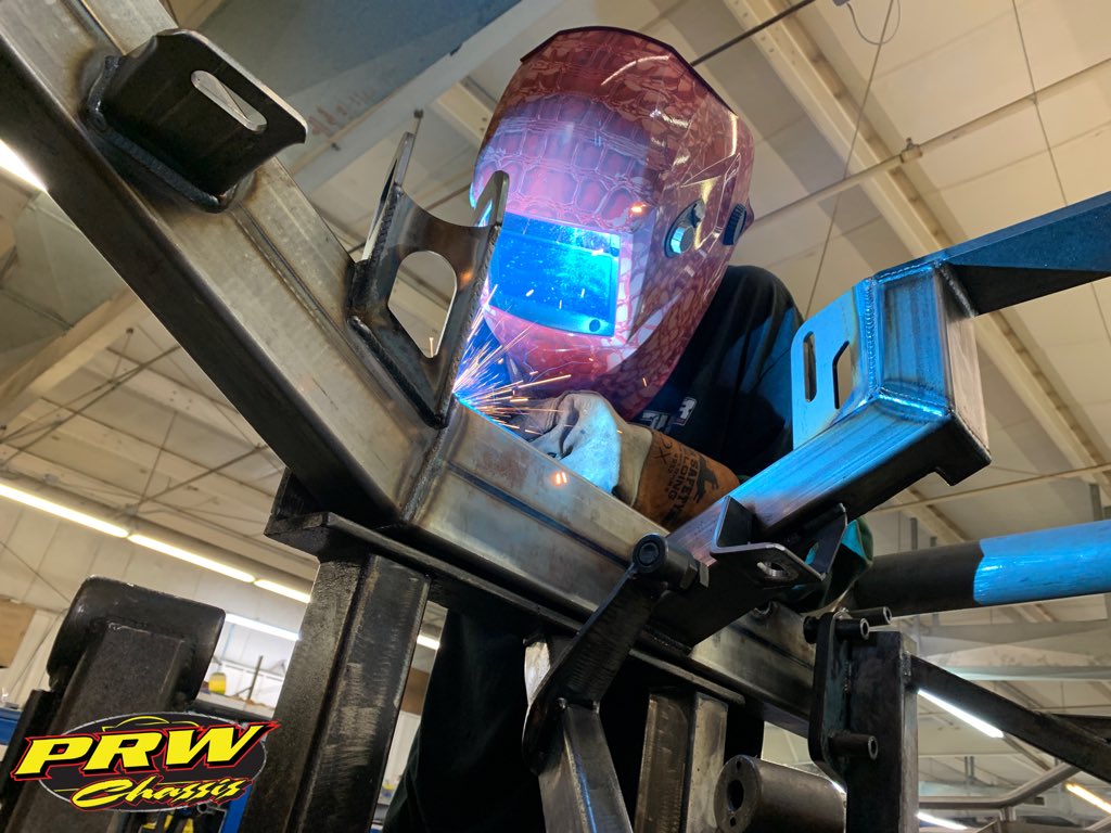 PRWchassis's tweet photo. The shop is busy and we just keep on working. It's back to churning out front clips. When there isn't much action on the track, we use this time to build stock so we can get you back out on the track sooner. #PRWChassis #Welding #Grinding #FrontClip #LateModel #Racing #NASCAR https://t.co/KXv4Rgipyp