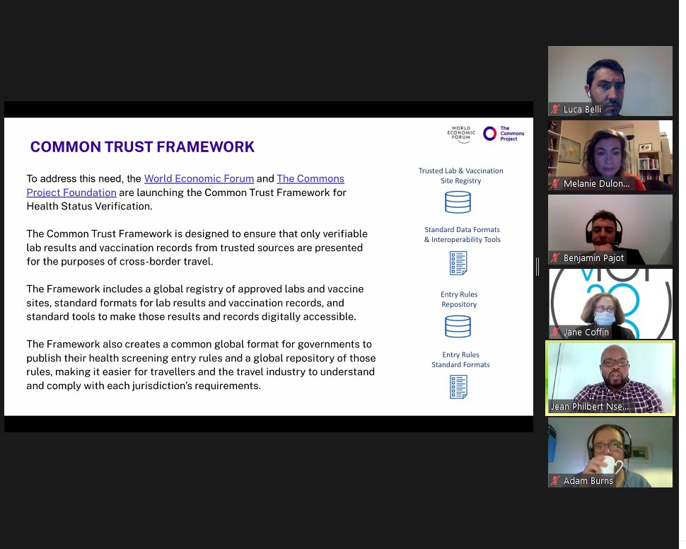 BricsCyber's tweet photo. "The Common Trust #Framework is designed to ensure that only verifiable lab results and vaccination records from trusted sources are presented for the purposes of cross-boarded travel." @nsengimanajp @IntComForum #IGF2020 #ICF2020 https://t.co/9VLvvi867u
