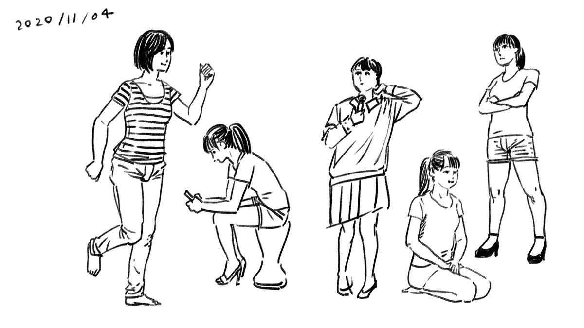 吉田博嗣 人物の絵ってめちゃくちゃ苦手なんだよなぁ ということで 今日から人物の練習をすることにしました とりあえず 人物 ポーズ でググってでてきた画像を見ながら描いた こういうことじゃないよなぁと思いながらも 1日目 何か本でも買えばいい