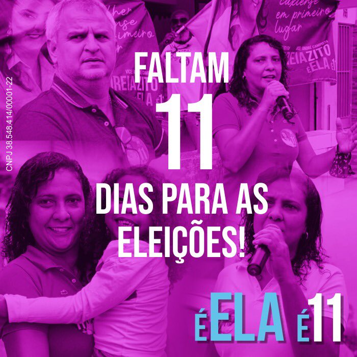 AndreiaZito11's tweet photo. Faltam só 11 dias para votar 1️⃣1️⃣! 

CHEGOU A VEZ DELA! 💪🏼
Vamos com tudo minha gente, Duque de Caxias ainda tem jeito, só precisa da mulher certa no comando! 🤜🏼🤛🏼

Conto com seu apoio nas urnas! 

#JuntosComAndreiaZito #AForçaDaMulherCaxiense #DuqueDeCaxias #É11 #Éela https://t.co/LyFkUcgaDJ