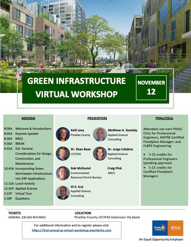 Check out ABE Assistant Professor <a href="/EbanBean/">Eban Bean</a> at the Green Infrastructure Virtual Workshop on November 12 via Zoom! For more information and register, visit …al-gi-virtual-workshop.eventbrite.com. | <a href="/UF_IFAS/">UF/IFAS</a>