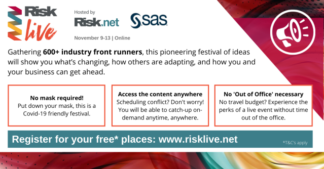 AnalyticsLeadr's tweet photo. Join us at Risk Live on November 9-13 and hear industry experts share their insights and intelligence needed to cope at a time of radical change. Ask the speakers your questions to help shape your firms 2021 strategy #creditrisk #RiskLive @riskdotnet https://t.co/yH9XABO1sf https://t.co/RPBA3mpe0r