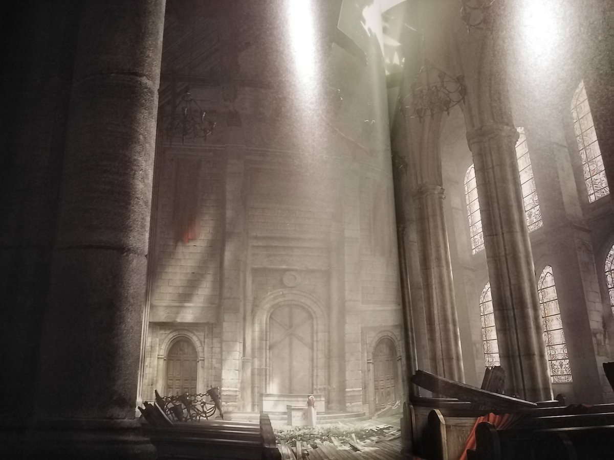 The church in S5 was built because the people who lost loved ones in the S6 plate collapse needed somewhere to mourn.The art of the church shows the hole in the roof where Zack fell in and has Aerith standing in the shaft of sunlight it creates.