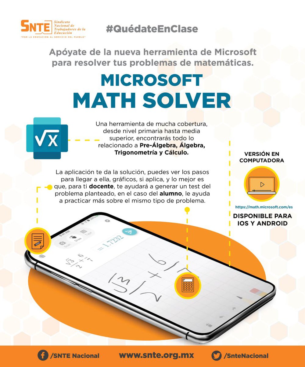 noe_rodriguez30's tweet photo. #QuedateEnClase 

Problemas con las matemáticas? Una solución es la App 📲 https://t.co/ZWu9NMFaei que ayuda con pre-álgebra, álgebra, trigonometría y cálculo ideal para alumnos desde primaria hasta media superior  

#QuedateEnCasa 
#QuedateEnClase ✅ @eden_inzunzab https://t.co/KHhOhhI7SY
