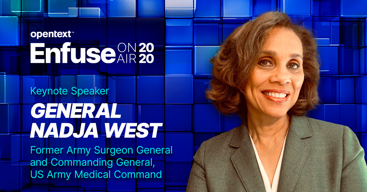 NewSecurityNews's tweet photo. How do you successfully lead a team through any crisis? Find out at #EnfuseOnAir, as we welcome keynote speaker General Nadja West, the first African American Army Surgeon General and Former Commanding General, US Army Medical Command. https://t.co/SQLkMoZ1El https://t.co/38TalK8Hb5
